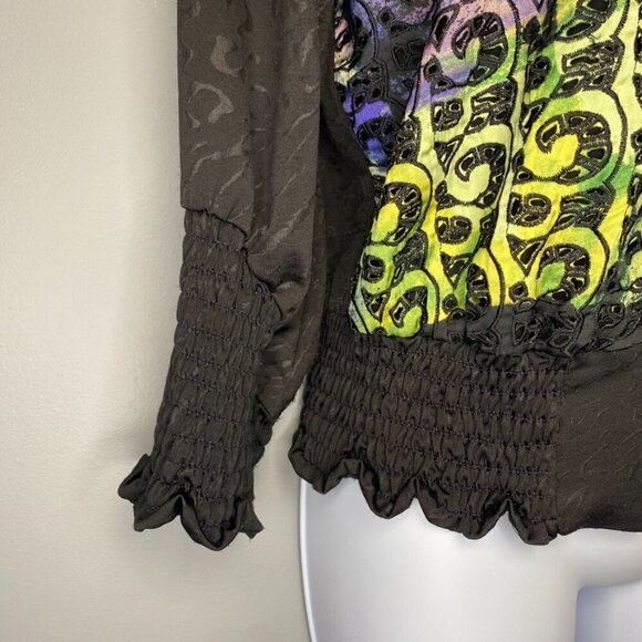 VTG Alberto Makali Artsy Leopard Rainbow Zip Lightweight Jacket Womens Sz M - Picture 4 of 7